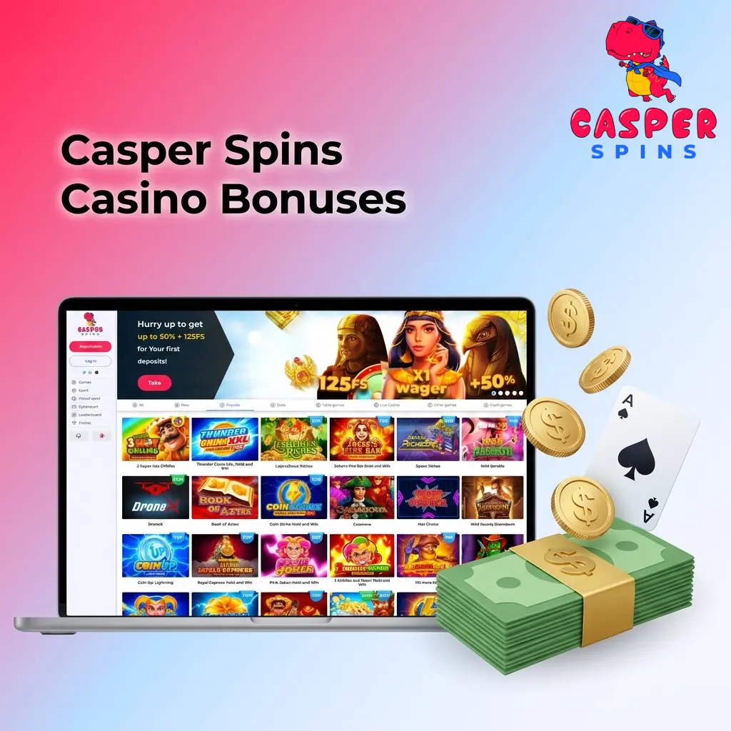Casper Spins Casino bonuses including welcome match, free spins, reload offers and cashback for UK players