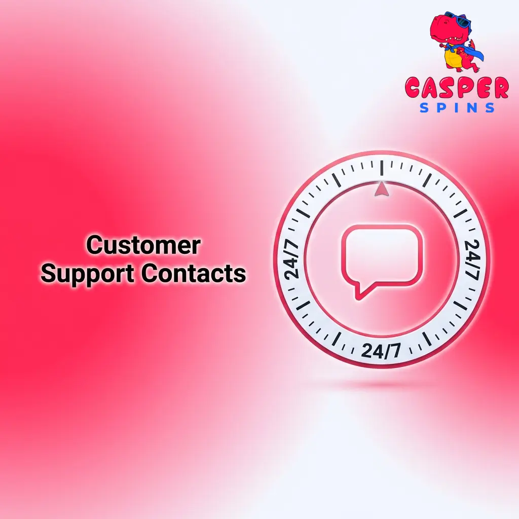 Casper Spins customer support contacts including live chat, email, and FAQ options for UK players