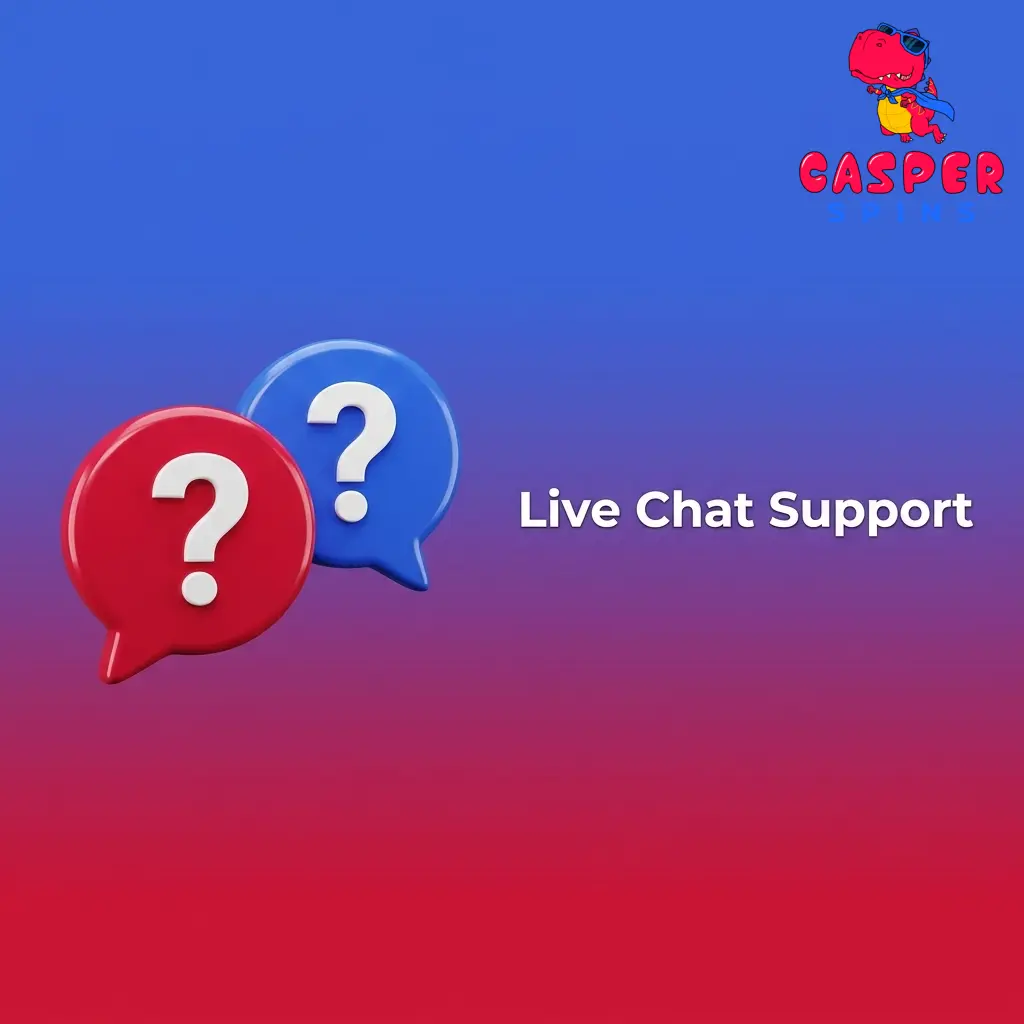 Casper Spins live chat support icon on website, available 24/7 for UK players needing instant help