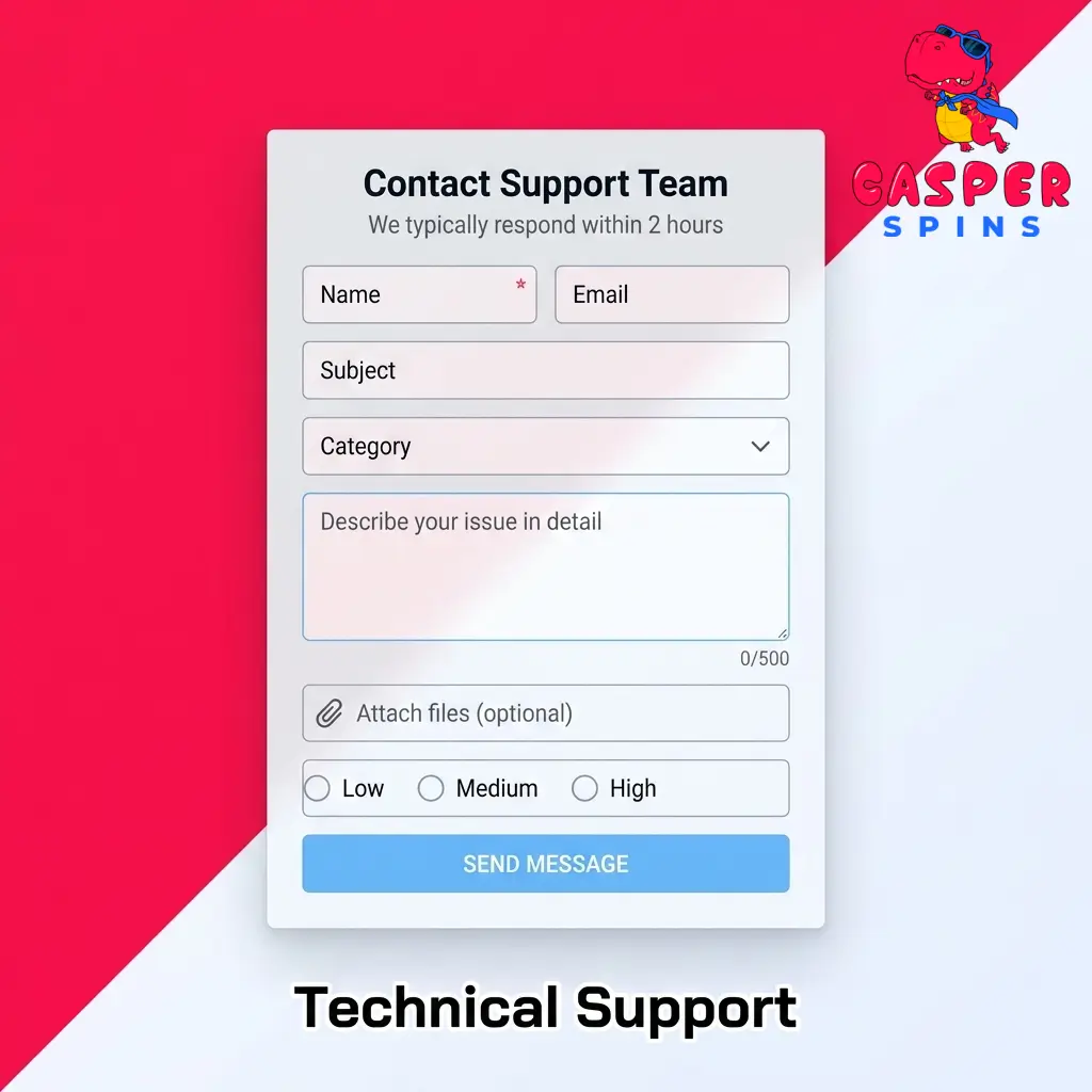 Casper Spins technical support team helping a player resolve a login or game loading issue via live chat